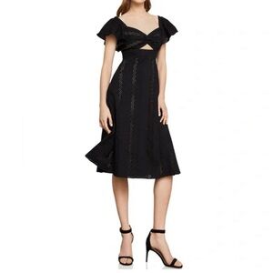 BCBGMaxAzria midi black keyhole eyelet dress Size 6